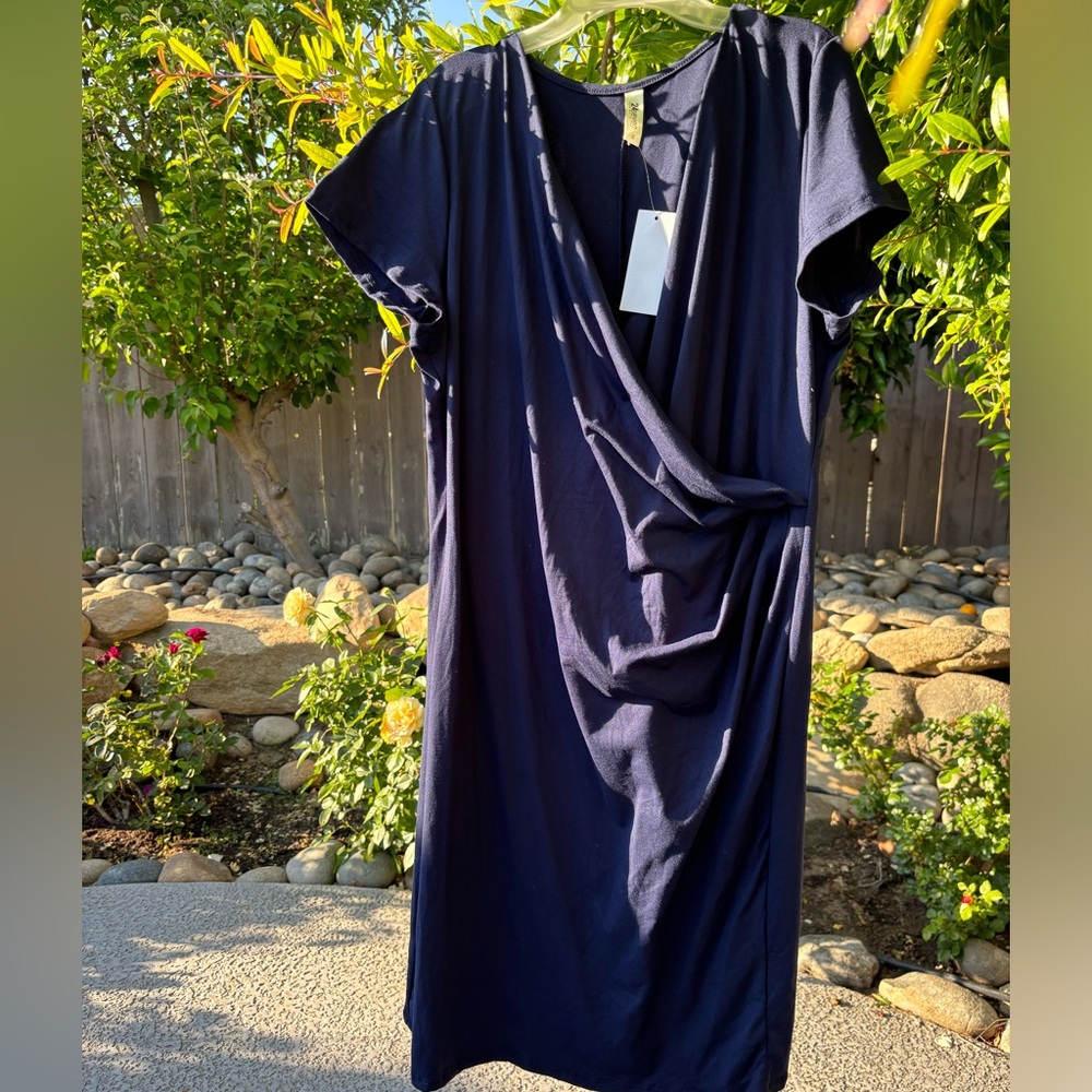 24 seven plus size comfort Apparel short sleeve v-neck faux wrap dress size 1X - Picture 2 of 8